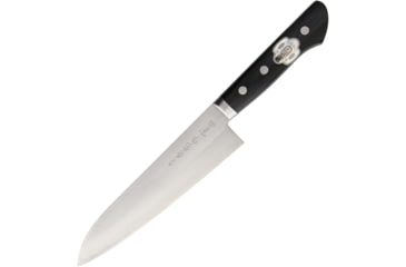 Image of Kanetsune Kengata Kitchen Knives, Meisho Series, 11.88in Overall, 7in Vg-10 SS Blade, Black Smooth Wood Handle, SS Bolster, Sanmai 3 Layer Construction, Hrc 60, Black, KC-141