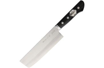 Image of Kanetsune Usubagata Kitchen Knives, Meisho Series, 11.25in Overall, 6.38in Vg-10 SS Blade, Black Smooth Wood Handle, SS Bolster, Sanmai 3 Layer Construction, Hrc 60, Black, KC-143