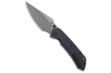 Image of Kansept Kansept Fenrir Liner Lock Knife Purple Mic + BW Titanium 3.5" Damascus K1034Z2, Black/Purple, Damascus, adult, BHQ-204544