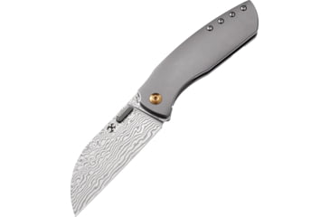 Image of Kansept Knives Convict Framelock Damascus Folding Knife, 3.25 Damascus steel blade, Gray titanium handle, K1023D1