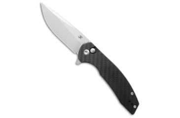 Image of Kansept Knives Kansept Knives Accipiter Button Lock Knife Twill CF/G-10 3.5" SW, Black, 14C28N, adult, BHQ-229991