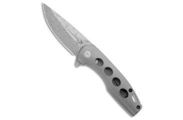 Image of Kansept Knives Kansept Knives Cassowary Frame Lock Knife Gray Anodized Ti 2.91" Damascus, Gray, Damascus, adult, BHQ-199316
