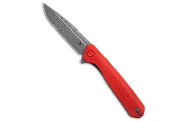 Image of Kansept Knives Kansept Knives Qilin Drop Point Liner Lock Knife Red G-10 3.4" Damascus, Red, Damascus, adult, BHQ-203543