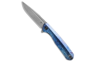 Image of Kansept Knives Kansept Knives Qilin Drop Point Liner Lock Knife Timascus 3.4" Damascus, Blue/Purple, Damascus, adult, BHQ-208680
