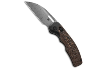 Image of Kansept Knives Kansept Knives Vivid Crossbar Lock Knife Black SW Ti + Copper CF 3&quot; Damascus, Black/Copper, Damascus, adult, BHQ-210883