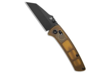 Image of Kansept Knives Kansept Main Street Crossbar Lock Knife Amber PEI 3.4" Black Stonewash, Yellow, CPM S35VN, adult, BHQ-226786
