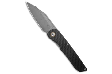Image of Kansept Knives Kansept Nettle Frame Lock Knife Twill Carbon Fiber &amp; G10 3.2" Damascus, Black, Damascus, adult, BHQ-230055