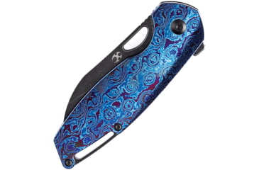 Image of Kansept Knives Model 6 Timascus Folding Knife, 4.38in Closed, 3.25in Black Stonewash CPM S35VN SS Blade, Black Stonewash Titanium Handle w/ Timascus Onlay, Nylon Pouch, K1022B4