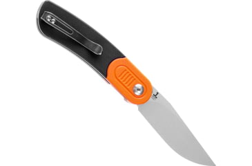 Image of Kansept Knives Reverie Black/Orange Folding Knife, 4in Closed, 3in Stonewash 154CM SS Blade, Black/Orange G10 Handle, Black Nylon Pouch, T2025B8