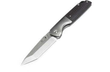 Image of Kansept Knives Warrior Framelock Folding Knife, 3.5 stonewash and satin finish CPM S35VN stainles, Gray titanium handle with carbon fiber inlay, K1005T2
