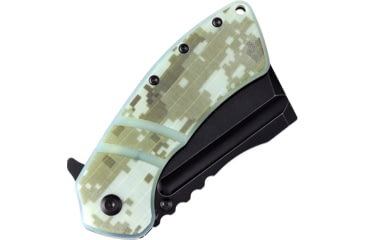 Image of Kansept Knives XL Korvid Jade Camo Folding Knife, 5.25in Closed, 3.5in Black Stonewash 154CM SS Blade, Jade Digital Camo Print G10 Handle, Black Nylon Pouch, T1030B2