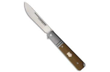 Image of Karbon Knives Karbon Knives Flatline Frame Lock Knife Tan G-10 3" Satin 154CM, Gray/Tan, 154CM, adult, BHQ-192766