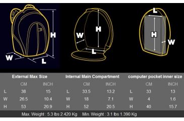 Image of Kata Bug 255 Ultra Light Backpack Dimensions KT UL BG 255