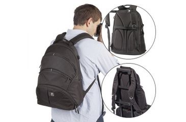 Image of Kata Digital Rucksack, Black - DSLR w/ Mounted Lens, 3-4 Extra Lenses, Flash, 15.4in Laptop