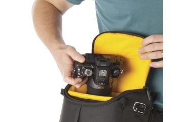 Image of Kata DL LITE Shoulder Bag 441, Black - Pro DSLR w/ Mounted Lens and 2-3 Lenses, Flash, Accessories