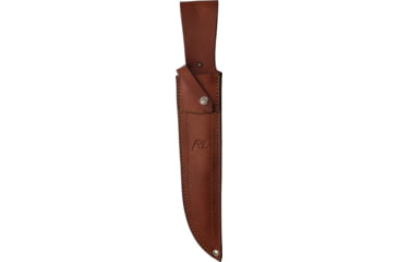 Image of Katz Alamo Bowie White Micarta Fixed Blade Knife, 15in Overall, 10in Bowie XT-75 Steel Blade, White Micarta Handle, Brown Leather Belt Sheath, CB-10/WM
