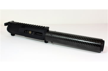 Image of Kaw Valley Precision Carbon Fiber 9mm Complete Barrel Upper Receiver, 4.5in Barrel, 7.25in CF Handguard, XL Linear Compensator, Black, Medium, KVP-CF9-4XLLC