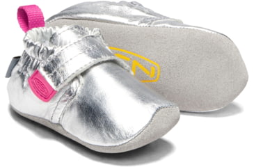 Image of KEEN Baby Leo Crib Shoes - Kids, Silver/Vivacious, 6M, 1020008-001-6M