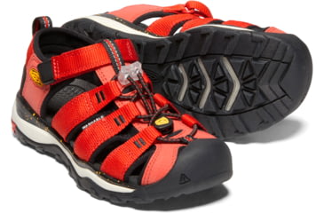 Image of KEEN Big Kids Newport Neo H2 Sandals, Fiery Red/Golden Rod, 1, 1020607-600-1