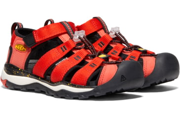 Image of KEEN Big Kids Newport Neo H2 Sandals, Fiery Red/Golden Rod, 1, 1020607-600-1