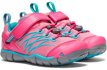 Image of KEEN Little Kids Chandler CNX Sandals, Bright Pink/Lake Green, 8, 1020655-600-8