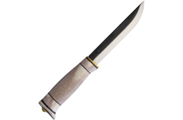 Image of Kellam PoleStar Fixed Blade Knife, 5 carbon steel blade, Reindeer antler handle with leather spacers, AL125