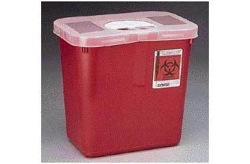 Image of Kendall Healthcare Sharps Disposal Containers, Tyco Healthcare/Kendall 8970 Containers With Rotor Lid Red With Clear Lid, Rectangular