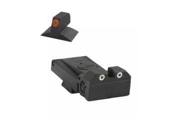 Image of Kensight Bomar BMCS Deep Sight Notch 0.120in, Beveled Blade, Tritium w/White Outlines, Adjustable Target 1911 Rear Night Sight Set 860-099 w/ 0.210in Tall Contoured, ProGlo Lumi Orange, Black, 980099