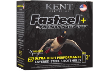 Image of Kent Cartridge Fasteel+ Precision Plated Steel 20 Gauge 1 oz 3'' 2x4 Shotgun Ammo, 25 Rounds, K203FSP28-2X4