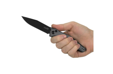 Image of Kershaw Launch 7 Automatic Folding Knife by Tim Galyean, 5in Closed, 3.75in Damascus Steel Blade, Gray Anodized Aluminum Handle, 7900GRYDAM