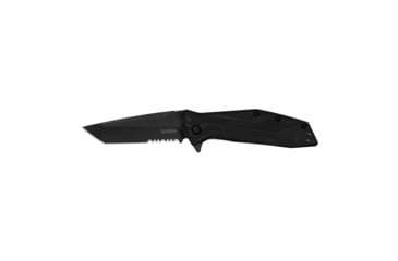 Image of Kershaw Brawler, Folding Knife, Assisted Oppening, 3&quot; Tanto Blade, Combination Edge, 8Cr13MoV Blade Steel, 7.1&quot; Overall Length, Liner Lock, Black Oxide Finish, Black Glass Filled Nylon Handle, 1990ST