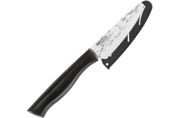 Image of Kershaw Inspire Citrus Knife Kitchen Knives, 9in Overall, 4in Hammered Serrated 1.4110 SS Blade, Black Synthetic Handle, Hand Washing And Drying Recommended, Black Synthetic Sheath, Black, AH7076