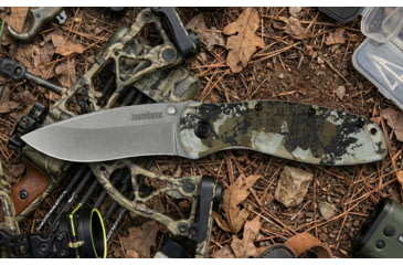 Image of Kershaw Blur Assisted Opening Folding Knife, 3.4 in, 14C28N, Recurve Blade, Aluminum, Camo Handle, 1670KC