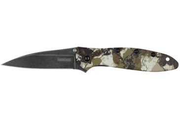Image of Kershaw Leek Assisted Opening Folding Knife, 3 in, 14C28N, Drop Point, Aluminum, Camo Handle, 1660KC
