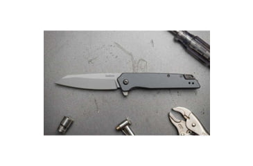 Image of Kershaw Misdirect XL Assisted Opening Folding Knife, 3.37in, 4Cr14, Reverse Tanto Blade, Silver/Gray Stainless Steel Handle, Box, 1441