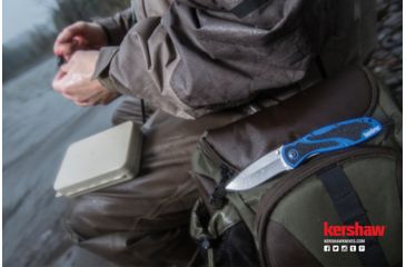 Image of Kershaw Blur Assisted Open Folding Knife,3.4in Sandvik 14C28N Stonewash Steel Plain Blade,6061-T6 Anodized Navy Blue Aluminum Handle w/Trac-Tec Inserts