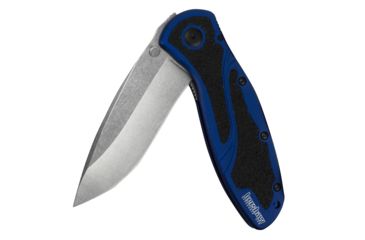 Image of Kershaw Blur Assisted Open Folding Knife,3.4in Sandvik 14C28N Stonewash Steel Plain Blade,6061-T6 Anodized Navy Blue Aluminum Handle w/Trac-Tec Inserts
