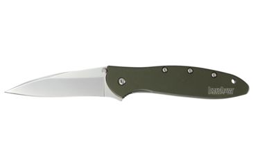 Image of Kershaw K.O. Leek, Olive 6061-T6 Aluminum Handle, Black Plain Edge K1660OL