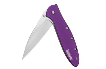 Image of Kershaw Leek Assisted Opening Folding Knife, 3 in, 14C28N, Drop Point Blade, 6061-T6 Aluminum, Purple Handle, 1660PUR