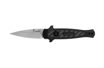Image of Kershaw Launch 12 Automatic Folding Knife, 2.4in, CPM 154, Spear Point Blade, Stonewashed Finish, Black Aluminum Handle, 7125