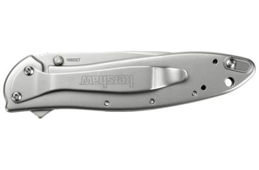 Image of Kershaw Leek Assisted Opening Folding Knife, 3 in, 14C28N, Serrated Drop Point Blade, 410 Stainless Steel, Silver Handle, 1660ST