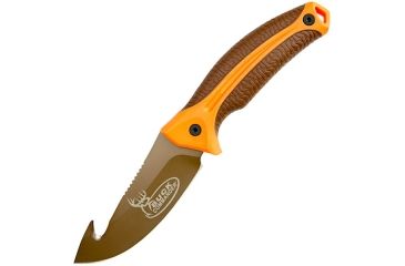 Image of Kershaw Lonerock Large Fixed Blade Knife w/Guthook,4.5in,Orange/Brown GFN Handle,Plain K1896GHORBRNBCX
