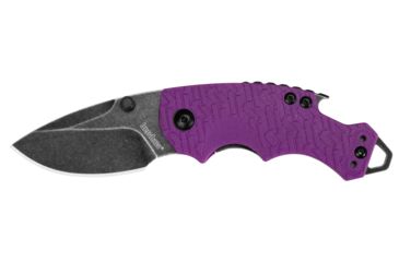 Image of Kershaw Shuffle Folding Knife, 2.4in Blackwash Plain w/Clip, Purple Glass-Filled Nylon w/K-Texture Grip Handle, Box, K8700PURBW