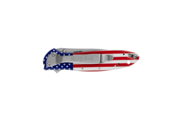Image of Kershaw Leek, Folding Knife, Assisted Opening, 3 Drop Point Blade, 14C28N Blade Steel, 7 Overall Length, Liner Lock, Bead Blasted Finish, Silver Blade, American Flag Handle, 1660USA
