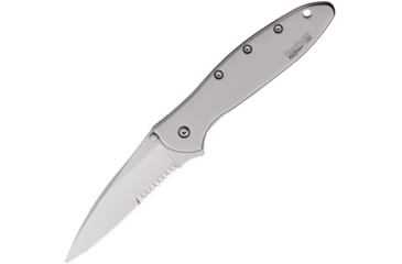 Image of Kershaw Leek Framelock Second Assisted Opening Folding Knife, 3 in, Stainless Steel, Partially Serrated, Bead Blast Finish Stainless Handle, 1660STB