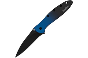 Image of Kershaw Leek Assisted Opening Folding Knife, 3 in, Black Oxide CPM MagnaCut, Wharncliffe Blade, Aluminum, Blue/Black Gradient Handle, 1660GBLUBLK