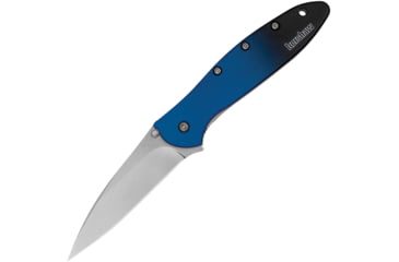 Image of Kershaw Leek Assisted Opening Folding Knife, 3 in, CPM MagnaCut, Stonewash Finish, Wharncliffe Blade, Aluminum, Blue/Black Gradient Handle, 1660GBLU