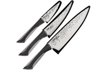 Image of Kershaw Luna 3 Pc Kitchen Knife Set,Stainless Steel Blades, Black and Gray Handles, ABS0370