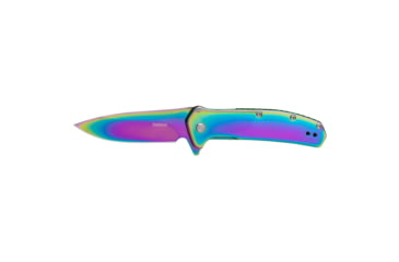 Image of Kershaw Outcome, Folding Knife, Assisted Opening, 2.8" Drop Point, 8Cr13MoV Blade Steel, 6.7" Overall Length, Frame Lock, Rainbow PVD Finish, 2044RBW