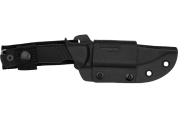 Image of Kershaw Pack Mule, Fixed Blade Knife, 3.9" Clip Point Blade, N690 Blade Steel, 8.4" Overall Length, Satin Working Finish, Silver Blade, Black G10 Handle, Includes Sheath, 1089